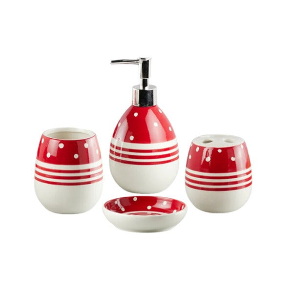 005-2 4Pcs Bath Set Red 24c