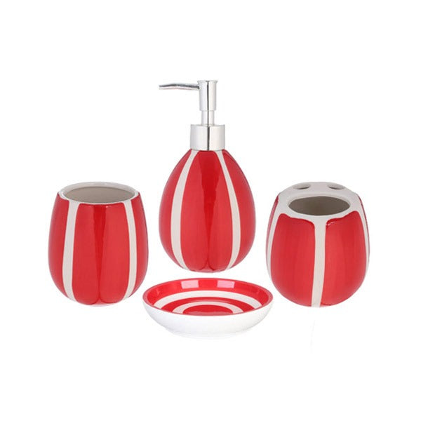 005-3 4Pcs Bath Set Red 24c