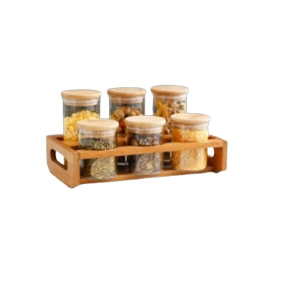 ZQ-040 6Pcs Jar Set W-Wood Case 12c