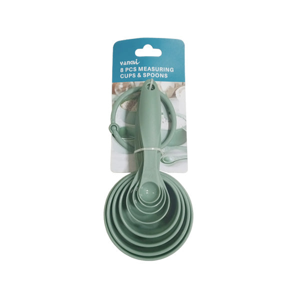 100072 8pcs Measuring Cups & Spoon Green