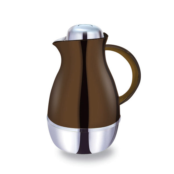 1210CH-S 1L Chocolate+Silver Thermos 12c