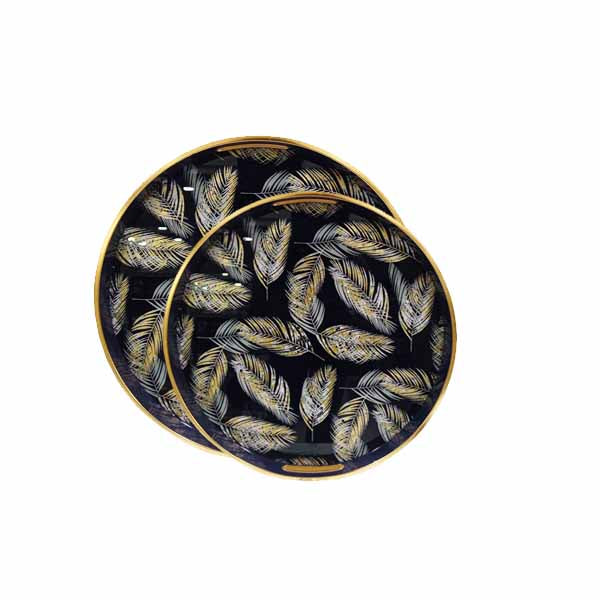 14053 Tray Set Wood + Glass 8c