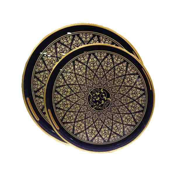 14054 Tray Set Wood + Glass 8c