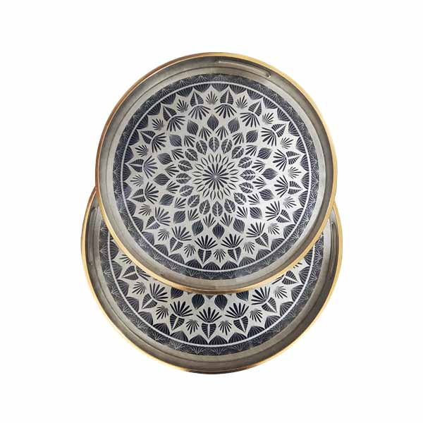 14120 Tray Set Wood + Glass