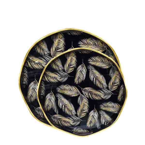 14124 Tray Set Wood + Glass 8c