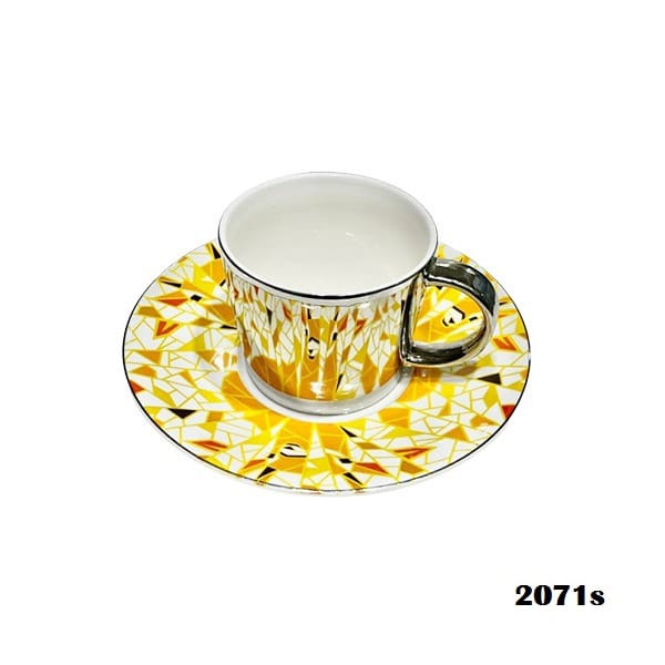 2071S Mirror Cup&Saucer Orange White 24c