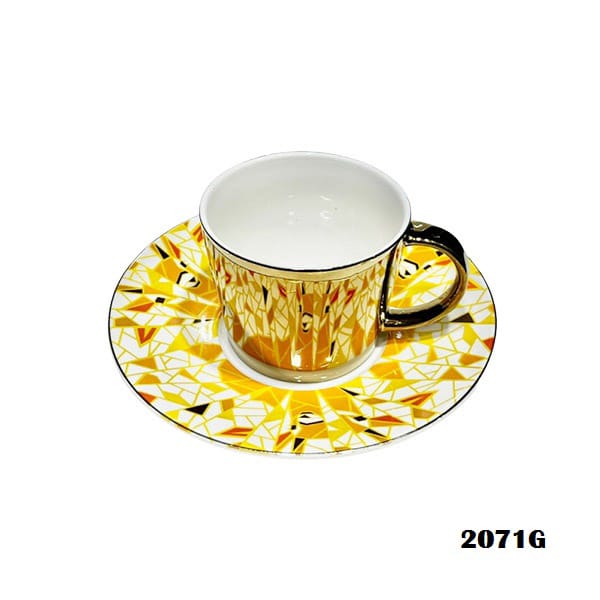 2071G Mirror Cup&Saucer Orange White 24c