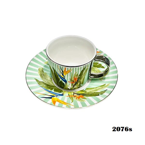 2076S Mirror Cup&Saucer Green Line 24c
