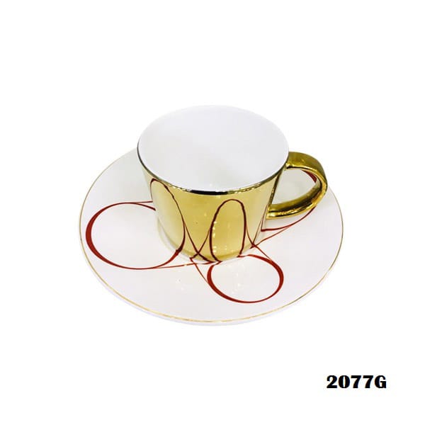 2077G Mirror Cup&Saucer Red Ring 24c