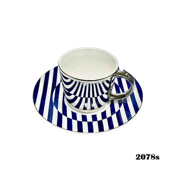 2078S Mirror Cup&Saucer Blue Line 24c