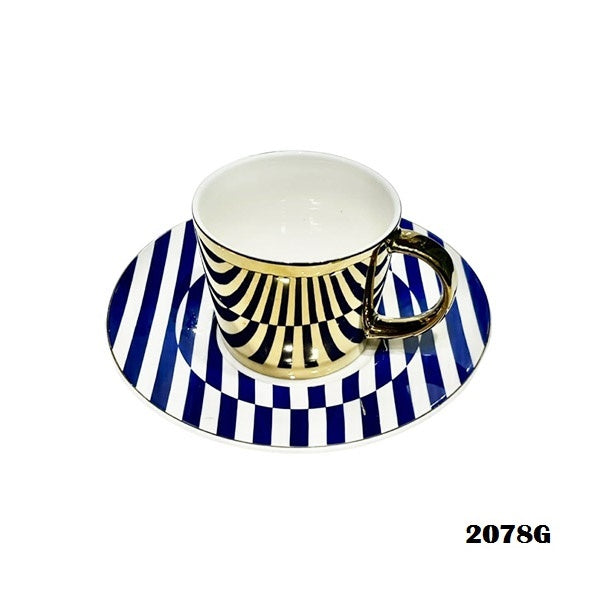 2078G Mirror Cup&Saucer Blue Line 24c