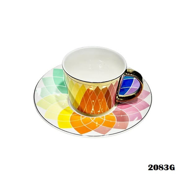 2083G Mirror Cup&Saucer Multi 24c