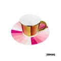 2086G Mirror Cup&Saucer Pink White 24c