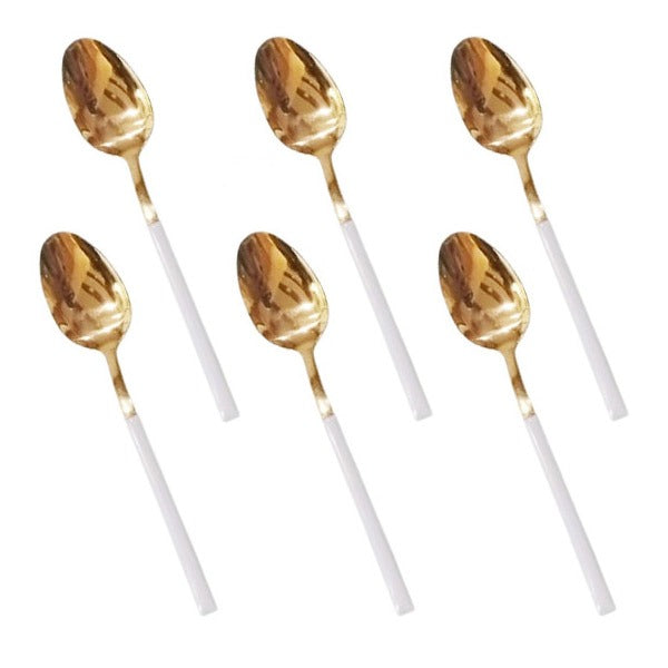 CC-003 White+Gold Tea Spoon 100c