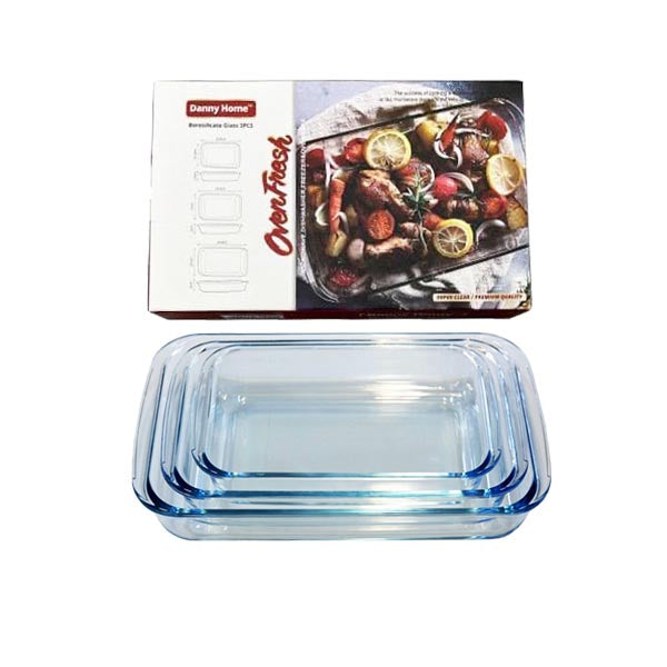 KP011 Glass 3Pcs Dish Set (1,1.6,2.2L)5c