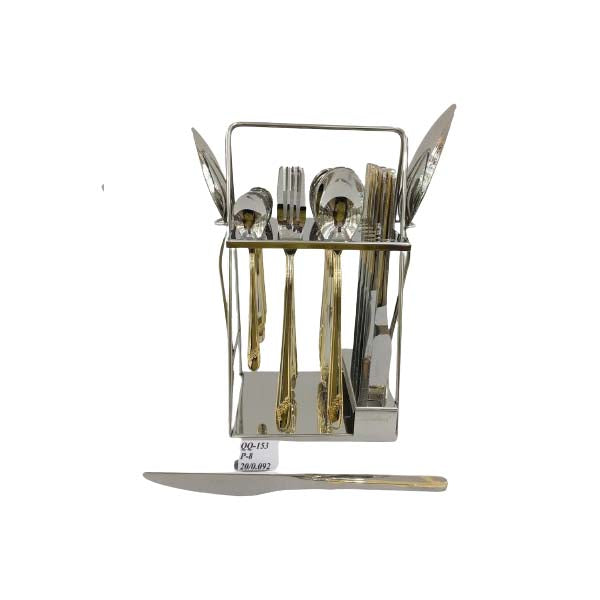 QQ153 Cutlery Set B-Flower 26 Piece Gold