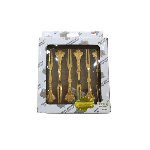 TA2497 6Pcs Golden Fork ORCHID