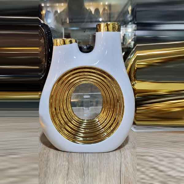 YT609B White Decore Vase (M)