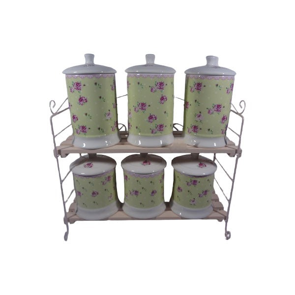 ZP236 6P Jar Set Green+Rose ANGELA 4c