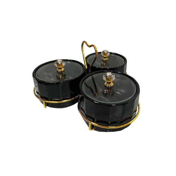 ZQ-015 Heart Condiment 3 Part Black 18c