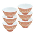 ZQ-137-P 5"Relief Bowl 6Pcs Set Pink 12c