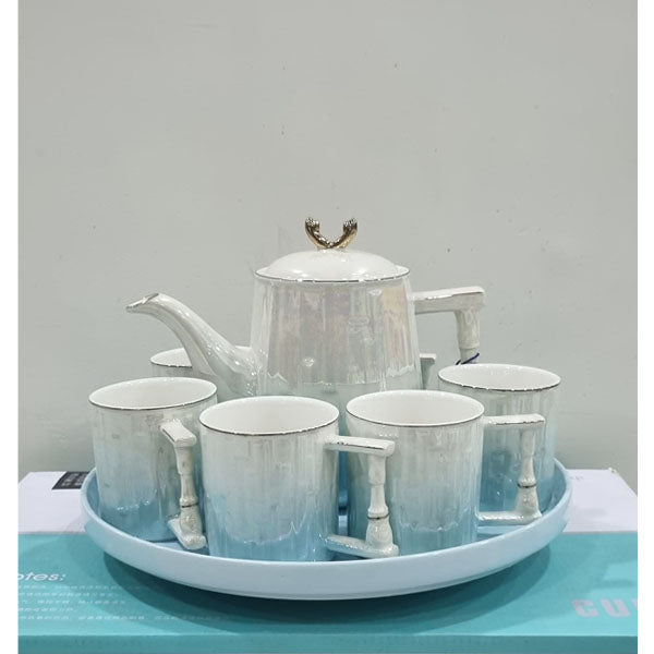 ZQ-144-8 Pcs Tea Set Rotating Blue 8c