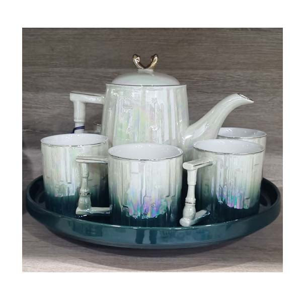 ZQ-147-8 Pcs Tea Set Rotating Green 8c