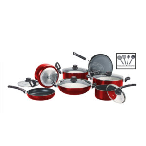 KK2530101 Carnivo Non Stick 16 Piece Cookware Set Red