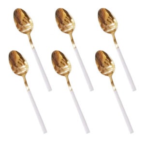 CC-003 White+Gold 6 Piece Tea Spoon