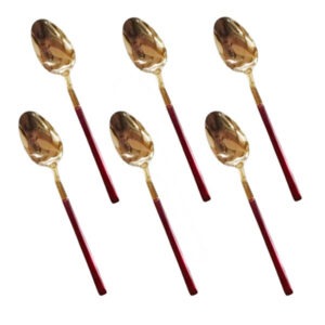 CC-006 Red+Gold 6 Piece Tea Spoon