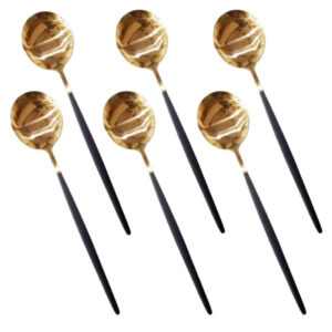 CC-015-P Black+Gold 6 Piece Table Spoon
