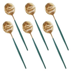 CC-016-P Green+Gold 6 Piece Table Spoon
