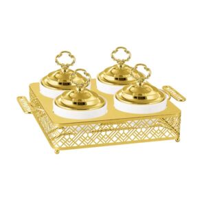 BR0104 4 Piece Ceramic Bowl With Metal Stand