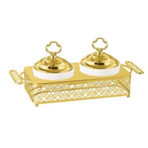 BR0102 2 Piece Ceramic Bowl With Metal Stand