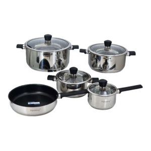 HP73 10Pcs Cook Set Stainless Steel With  Lid