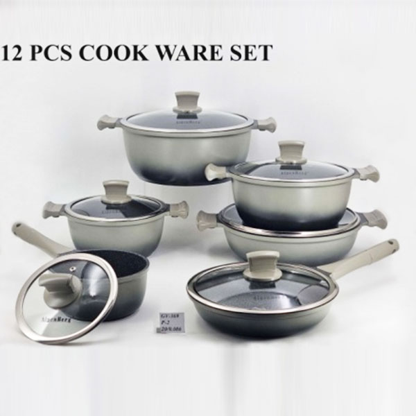 GV369 12Pcs Cook Set Black-Gary